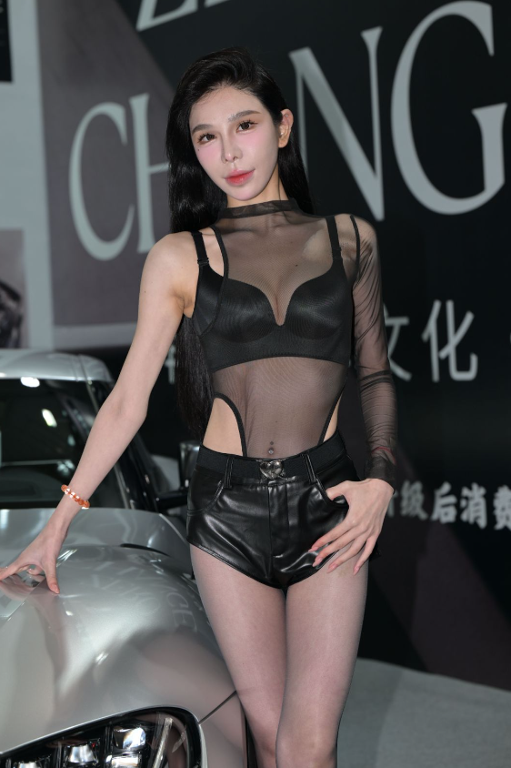 车展皮裙黑丝车模凉高 179P 733MB